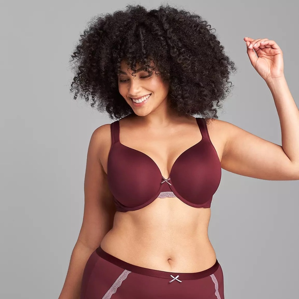 Cacique Lightly Lined Full Coverage Burgundy Bra Women's Size 44DDD